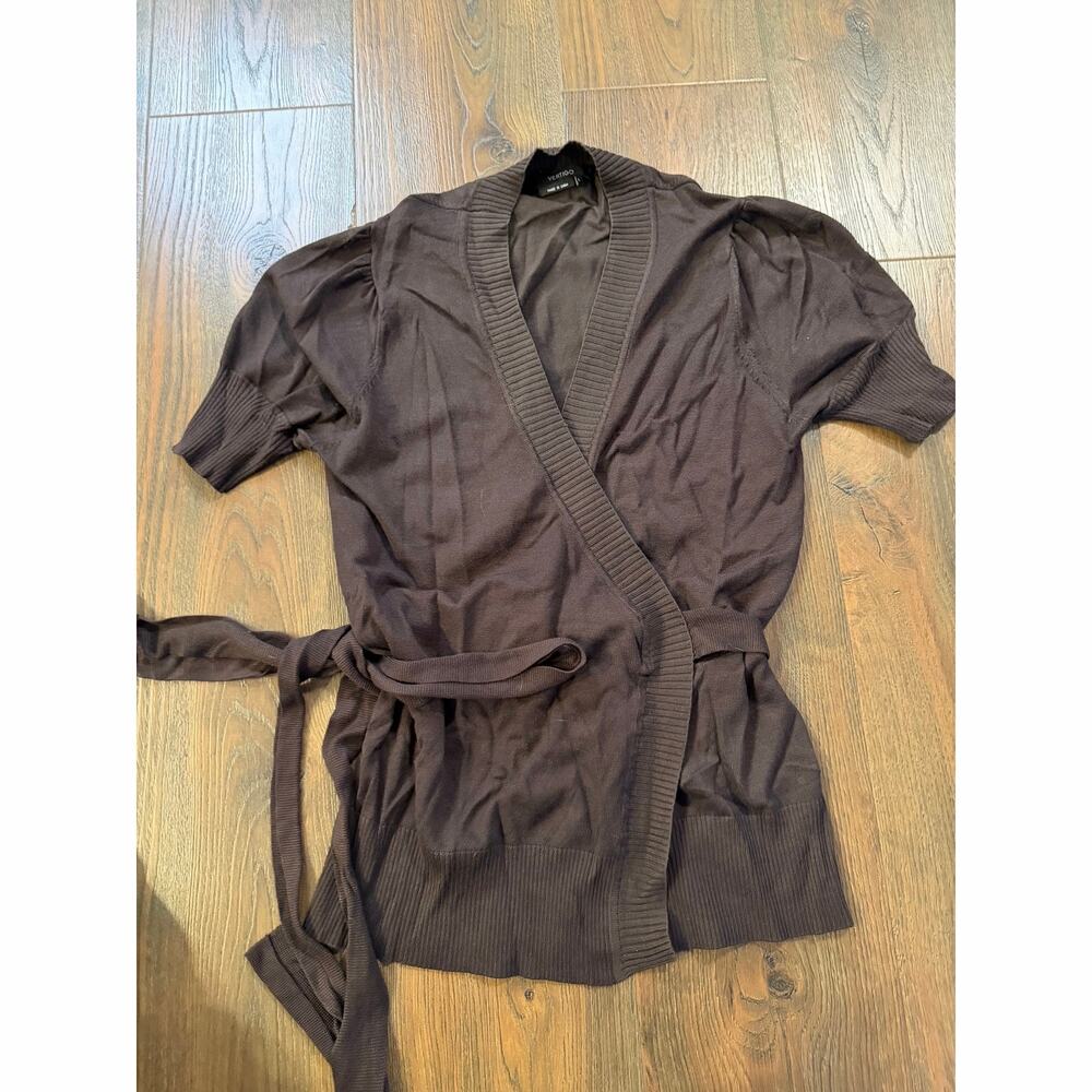 Vertigo Short Sleeve Wrap Around Tie Sweater- Vintage Y2K vibe